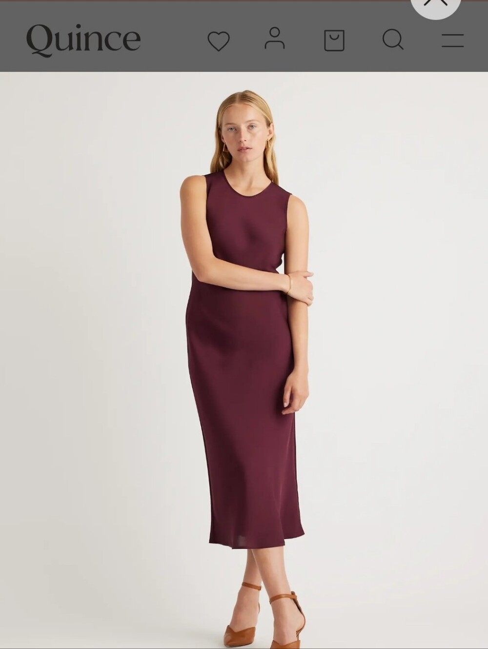 Quince Washable Stretch Silk Tank Midi Dress
